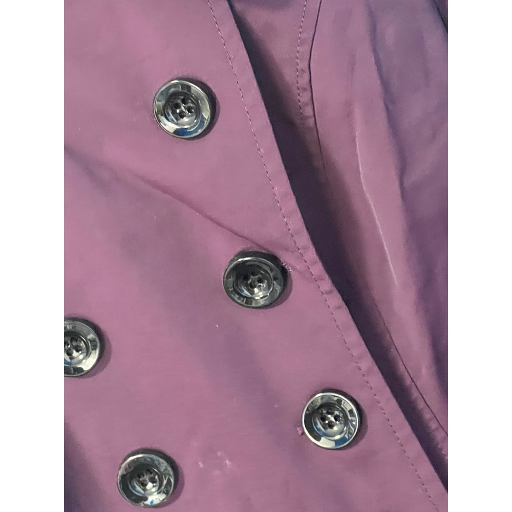 New York & Company Plum Purple Double Breasted Trench Coat Belted Womens Small - Picture 8 of 9